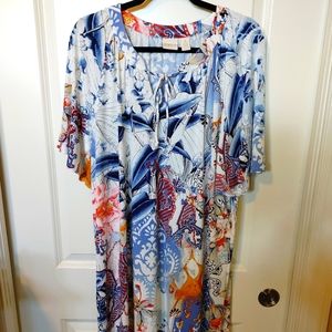 CHICOS NWOT white/blue/multi size 4 dress